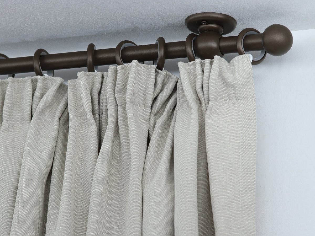 Single Curtain Rod for Window, Steel Rings & Hooks, Short Ceiling Brackets and Ball Ends