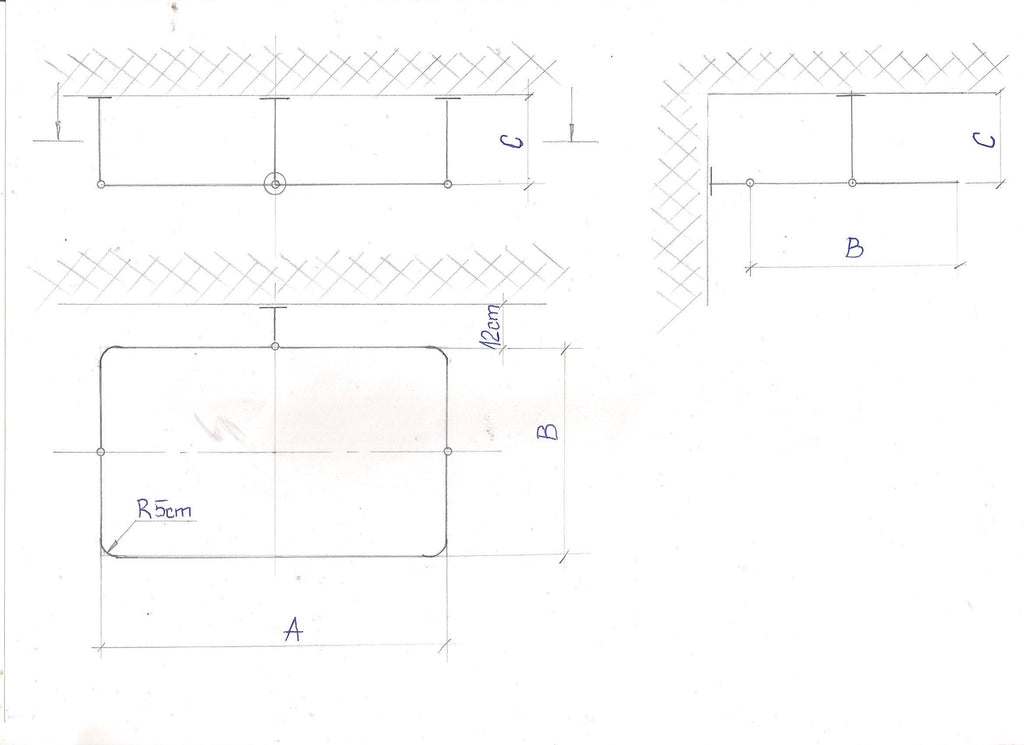 Rectangle Shaped 360 degrees Shower Curtain Rod for Bathroom, Fitting and Dressing room with Wall & Ceiling Brackets at Custom Size