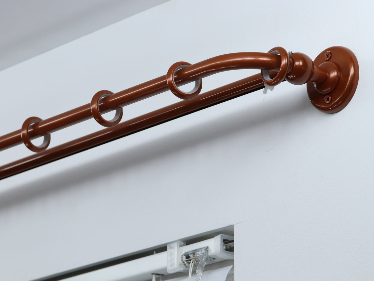 Double Blackout Curtain Rod & Rail Combination French Style Finish for Window, Steel Rings with Hooks and Plastic Rollers, Wall Mounting