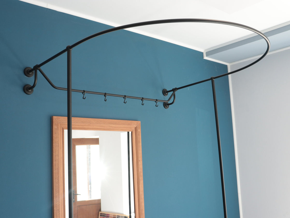 U shaped Standing Oval Fitting and Dressing Room with Clothes Hanger for Wall Montage with 2 Straight Floor Supports- 230 cm(90.5") High