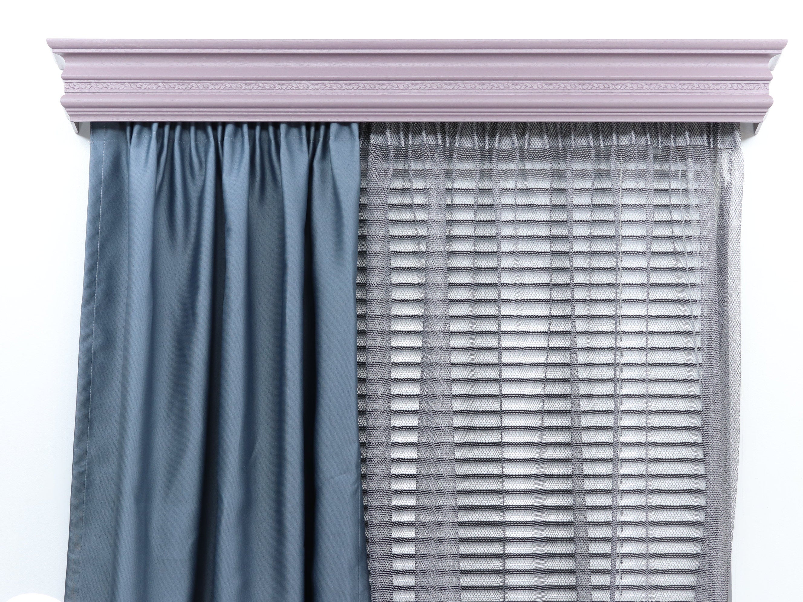 Double Window Cornice & Rail, Wooden Window Valance with Rail, Farmhouse Cornice, Cornice Board, Wall Montage, Color by Benjamin Moore