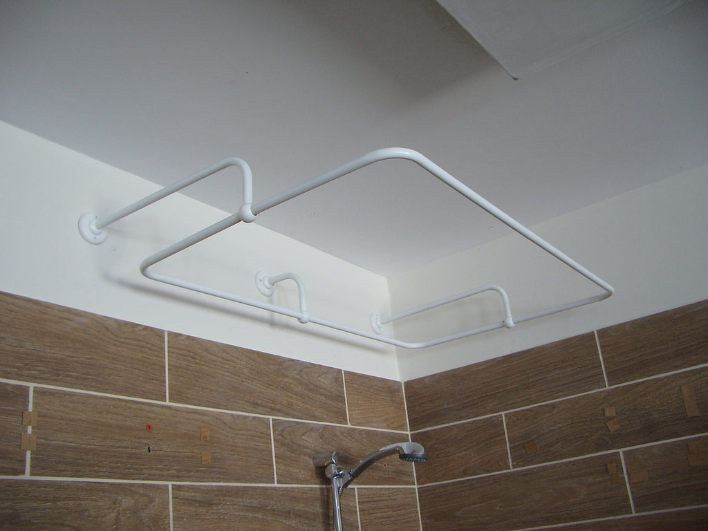 Rectangle Shaped 360 degrees Shower Curtain Rod for Bathroom, Fitting and Dressing room with Wall Brackets at Custom Size