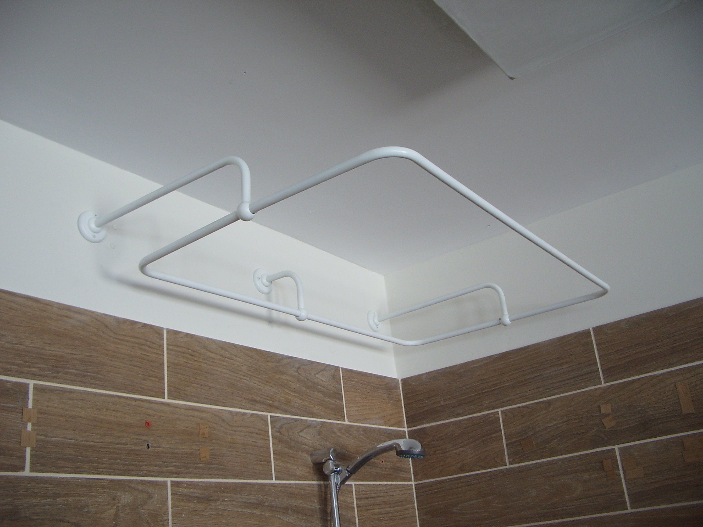 Rectangle Shaped 360 degrees Shower Curtain Rod for Bathroom, Fitting and Dressing room with Wall Brackets at Custom Size