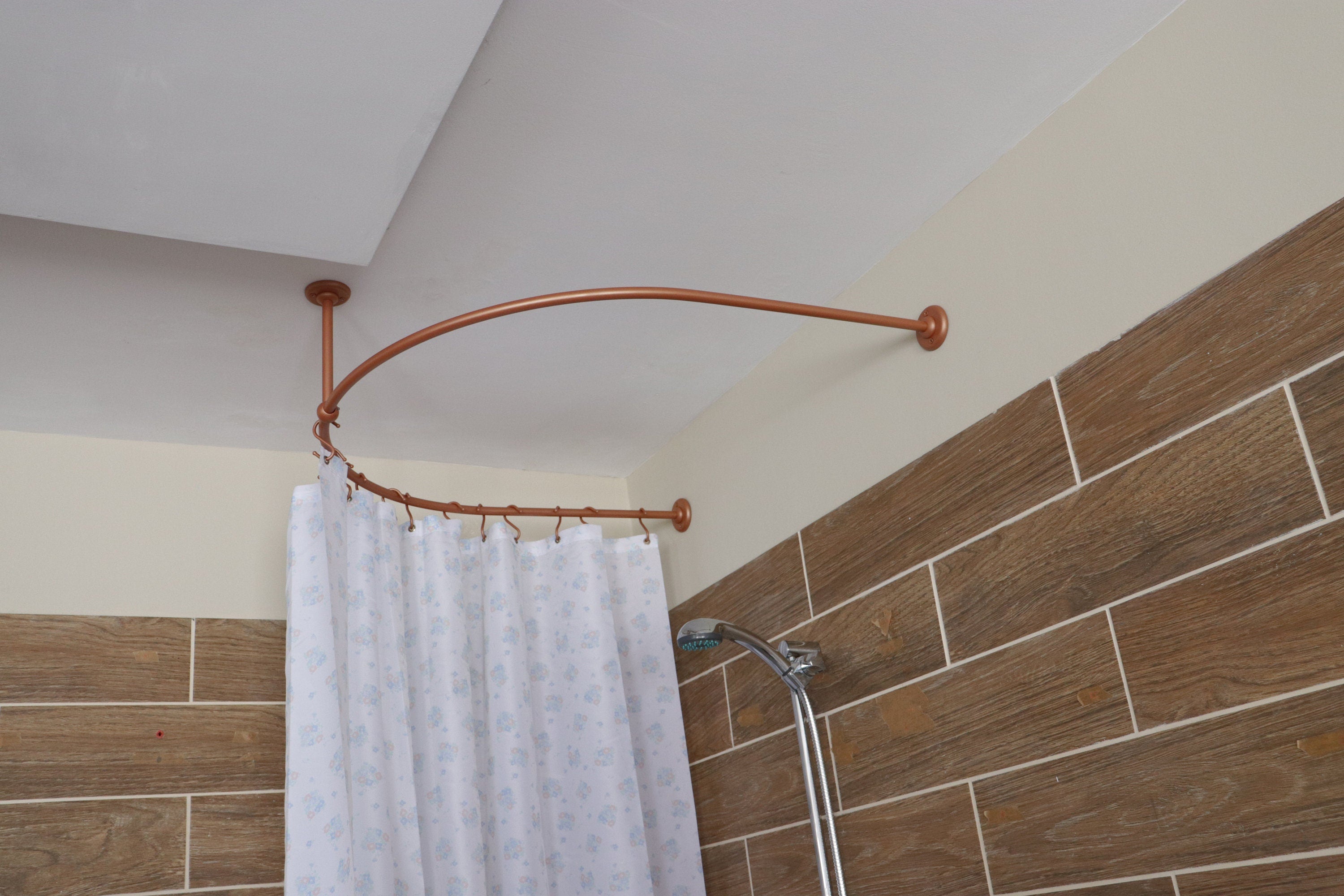 U-Shaped Oval 180 degrees Shower Curtain Rod for Bathroom, Fitting and Dressing room for Wall & Ceiling Installation