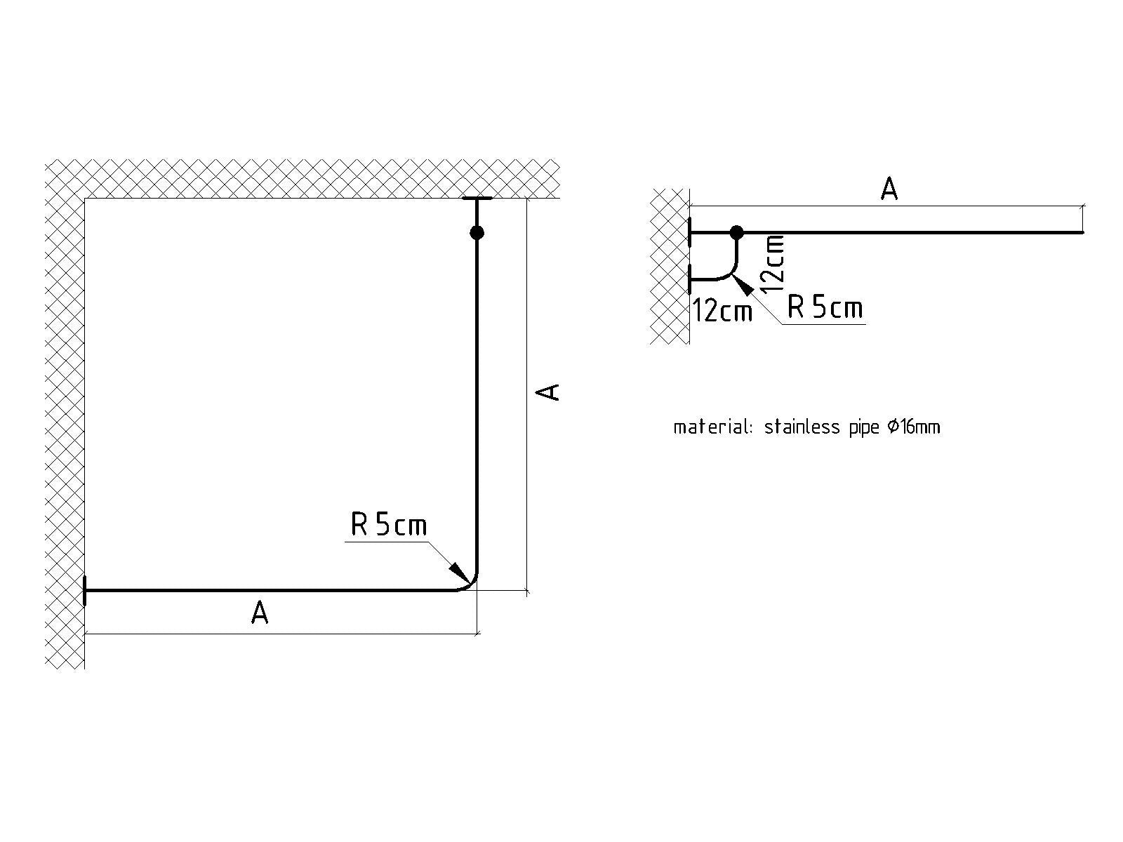 Corner Shower Curtain Rod for Bathroom, Fitting and Dressing room for Wall Mounting