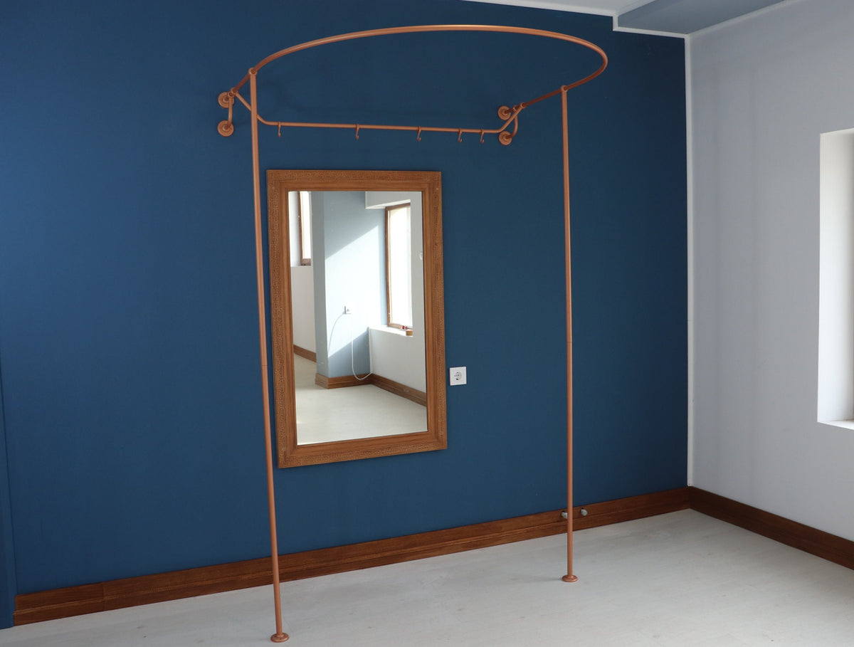 U shaped Standing Oval Fitting and Dressing Room with Clothes Hanger for Wall Montage with 2 Straight Floor Supports- 210 cm(83") High