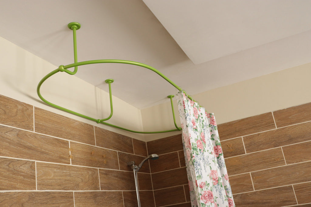 Oval Shaped 360 degrees Shower Curtain Rod for Bathroom, Fitting and Dressing room with Curved Ceiling Brackets at Custom Size