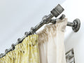 Double Curtain Rod & Rail with Different Pipes for Window, Steel Rings and Hooks, Rollers, Double Long Wall Brackets and Cube Ends