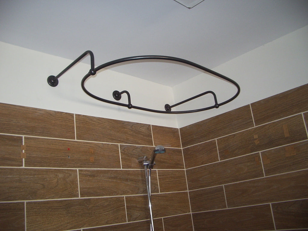 Oval Shaped 360 degrees Shower Curtain Rod for Bathroom, Fitting and Dressing room with Wall Brackets at Custom Size