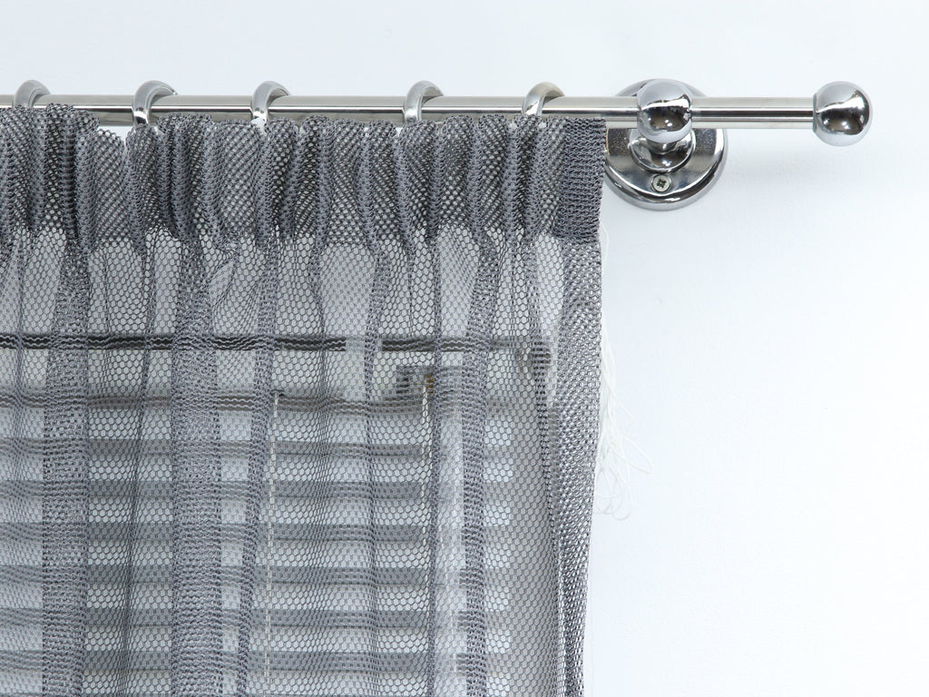 Single Curtain Rod for Window with Steel Rings and Hooks, Standard Wall Brackets and Ball Ends