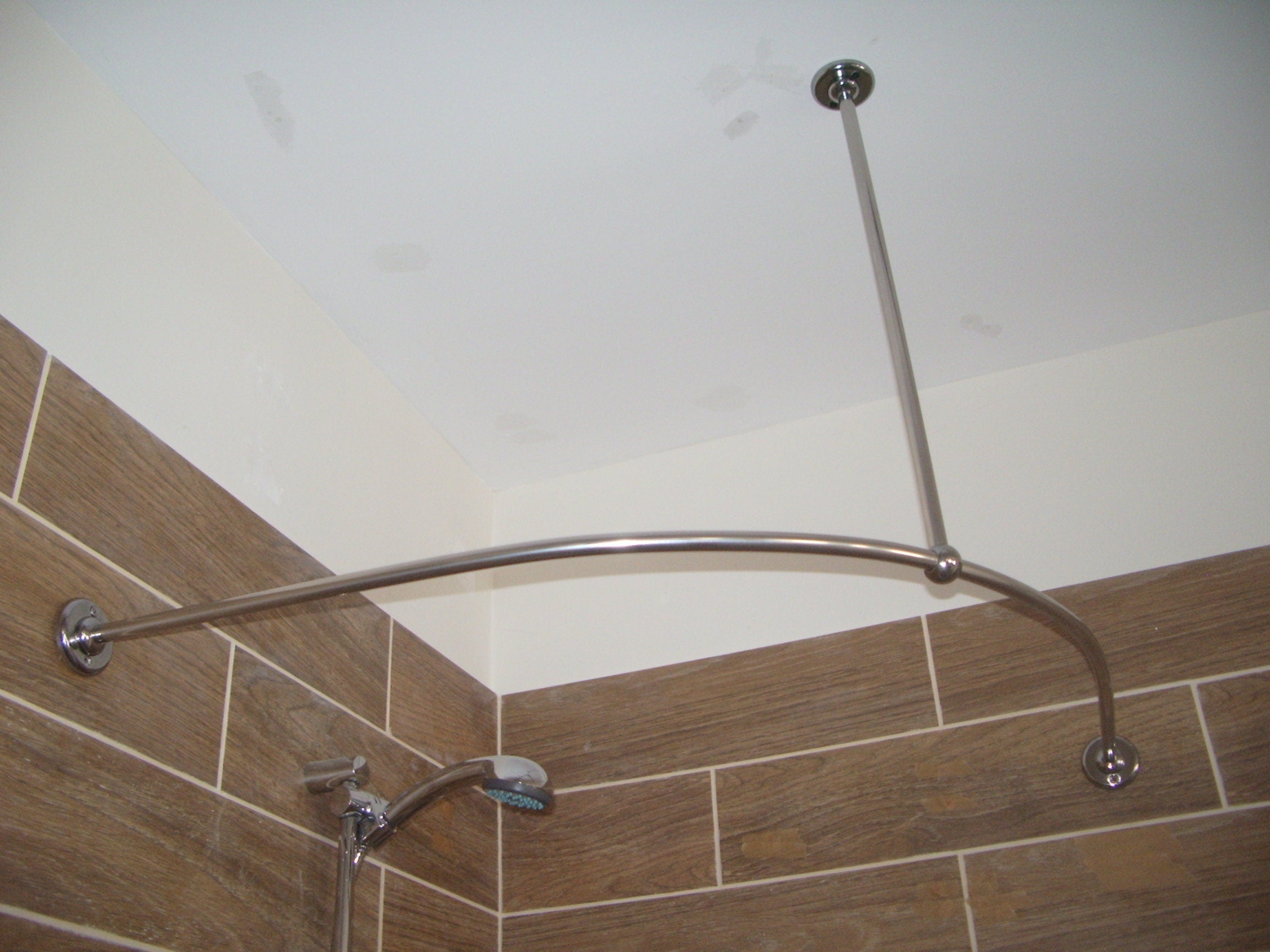 Curved Corner Shower Curtain Rod for Bathroom, Fitting and Dressing rooms, for Wall & Ceiling Installation