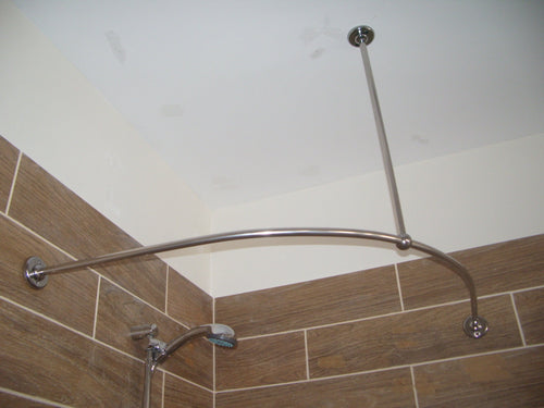Curved Corner Shower Curtain Rod for Bathroom, Fitting and Dressing rooms, for Wall & Ceiling Installation