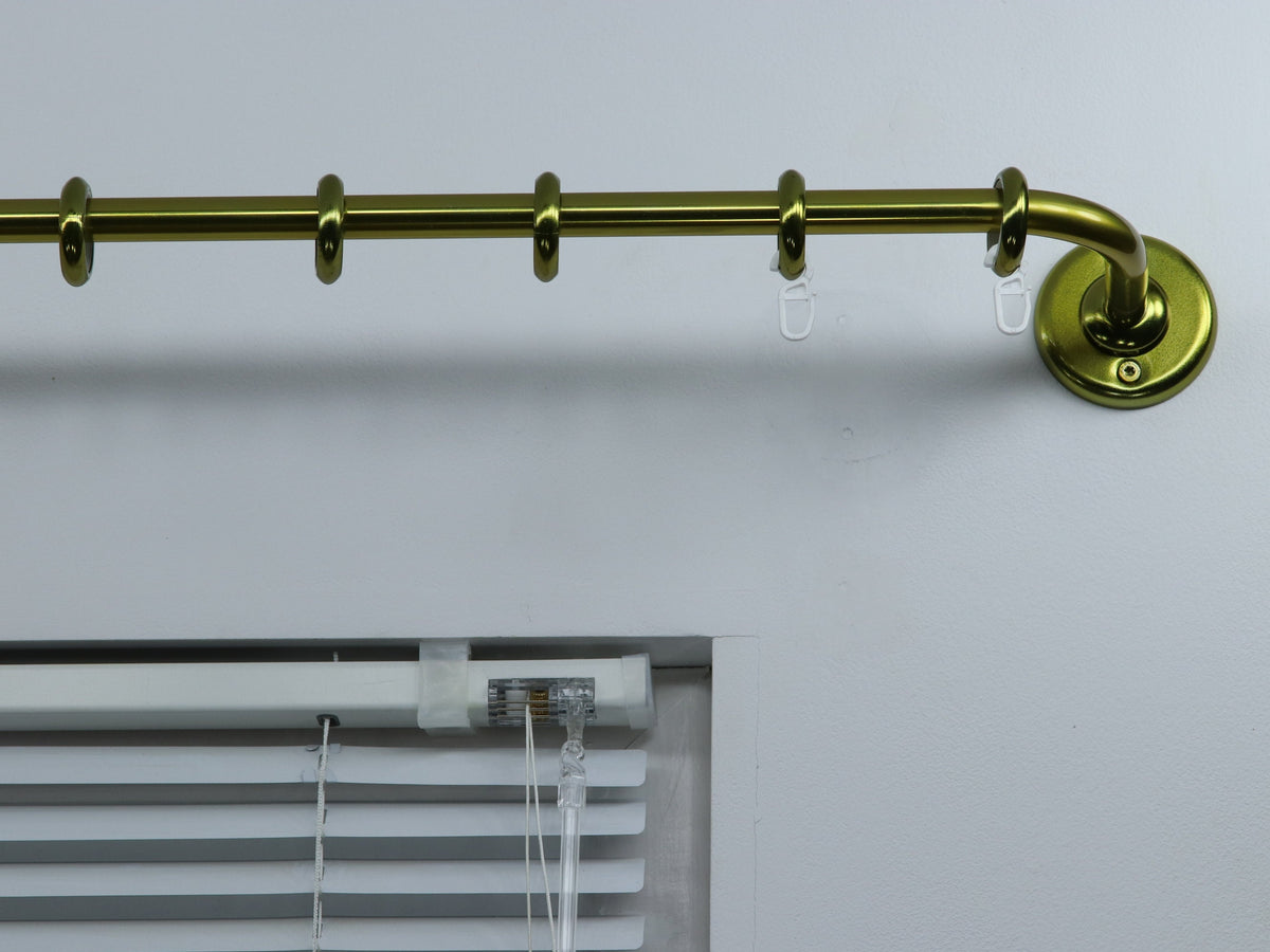 Single Blackout Curtain Rod(16 mm), French Style Finish for Window with Steel Rings and Hooks, Wall Mounting