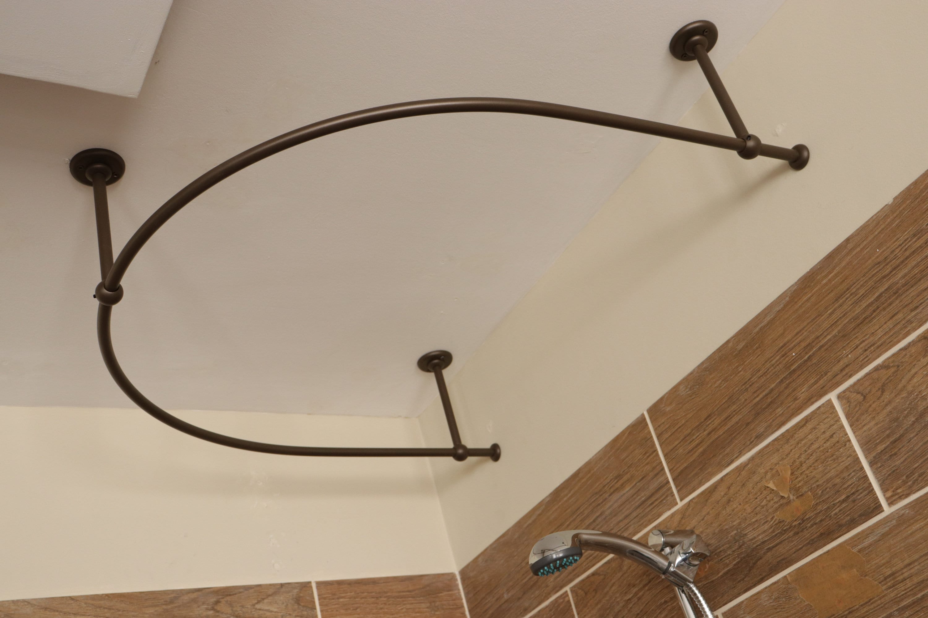U-Shaped Oval 180 degrees Shower Curtain Rod for Bathroom, Fitting and Dressing room for Ceiling Installation