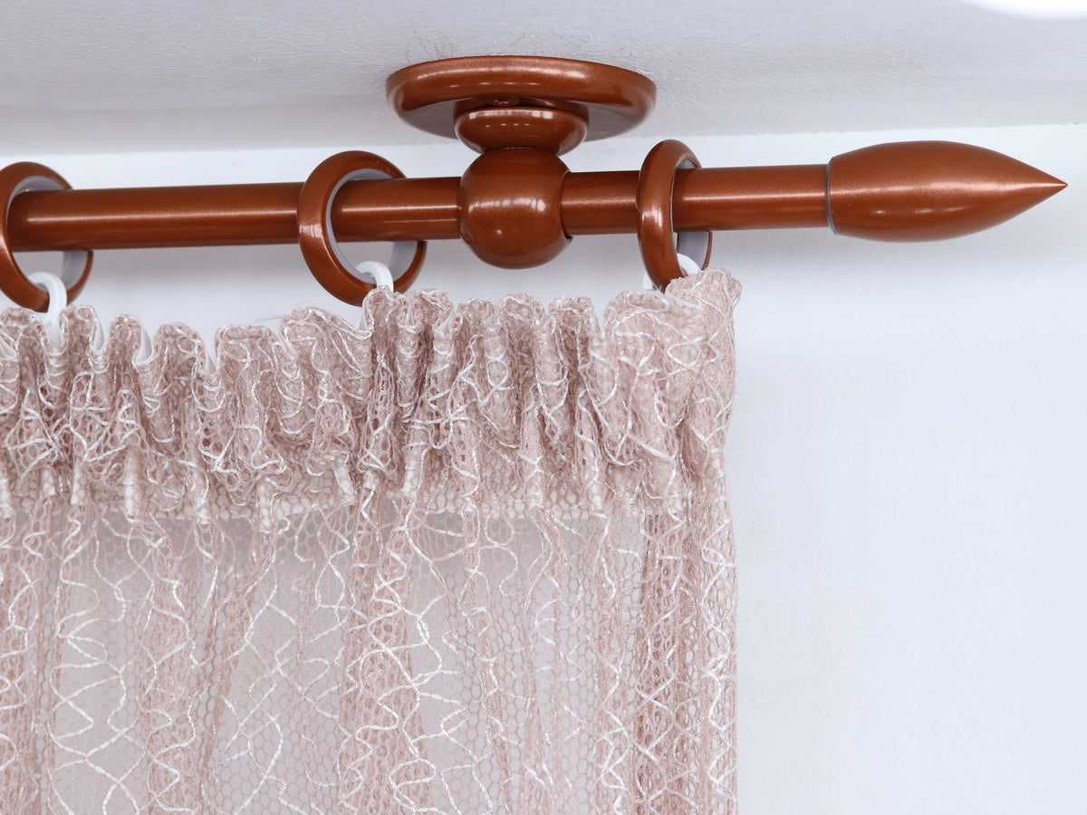 Single Curtain Rod for Window, Steel Rings & Hooks, Short Ceiling Brackets and Bullet Ends