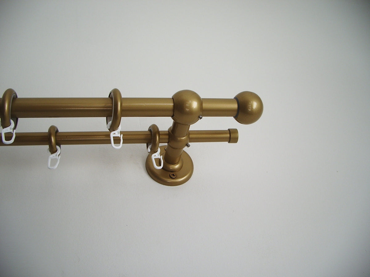 Double Curtain Rod Different Pipes for Window with Steel Rings and Hooks, Double Wall Brackets and Ball Ends
