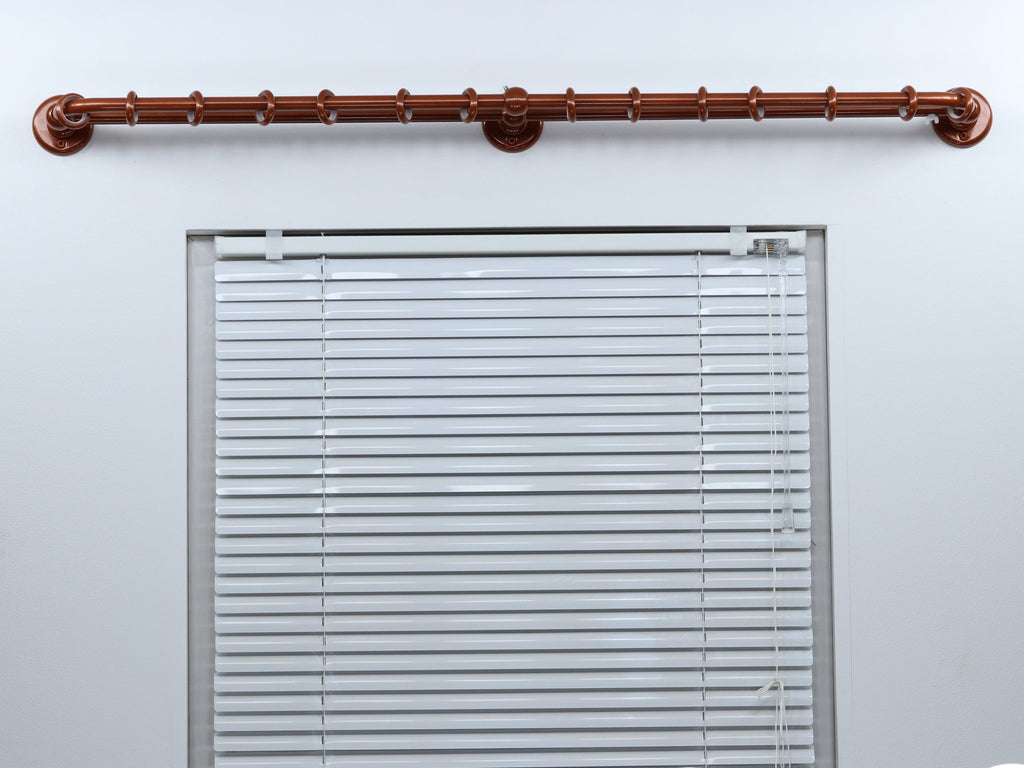 Double Blackout Curtain Rod & Rail Combination French Style Finish for Window, Steel Rings with Hooks and Plastic Rollers, Wall Mounting