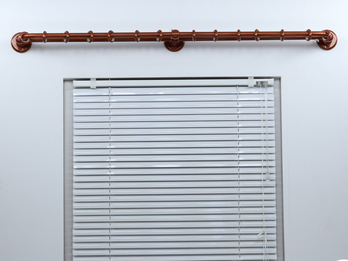 Double Blackout Curtain Rod & Rail Combination French Style Finish for Window, Steel Rings with Hooks and Plastic Rollers, Wall Mounting