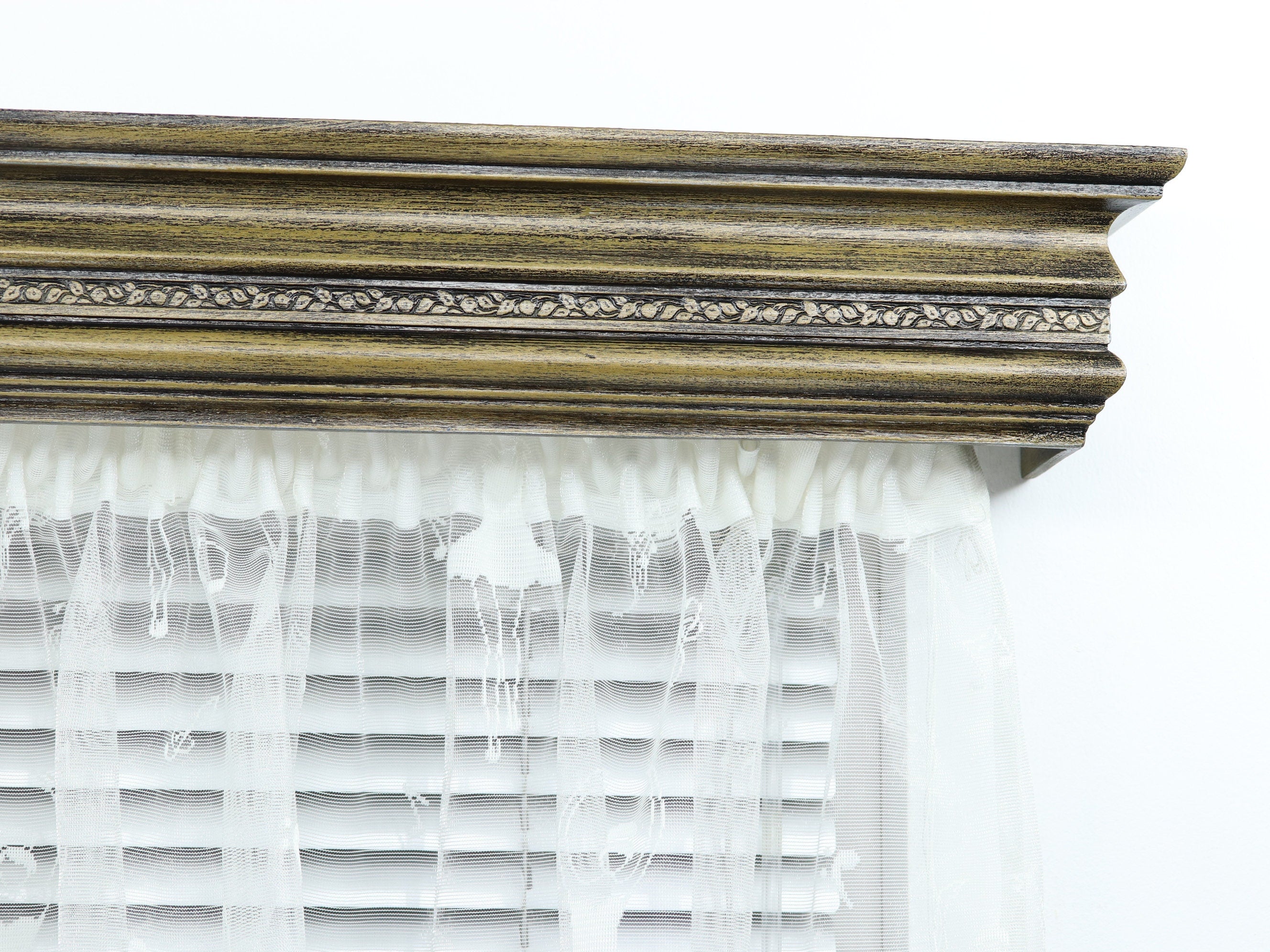 Single Window Cornice & Rail, Wooden Window Valance with Rail, Farmhouse Cornice, Cornice Board, Wall Montage, Many Antique Colors