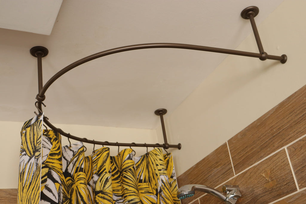 U-Shaped Oval 180 degrees Shower Curtain Rod for Bathroom, Fitting and Dressing room for Ceiling Installation