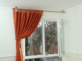 Removable Single Curtain Rod for Window, Curved Ceiling Brackets and Plug Ends