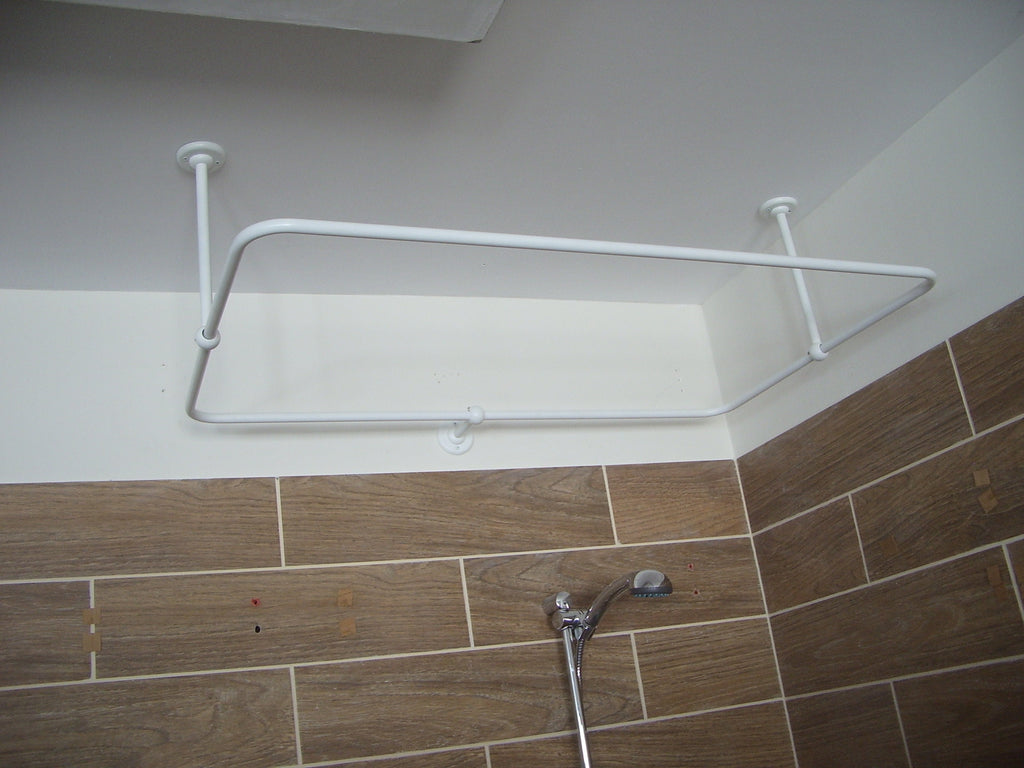 Rectangle Shaped 360 degrees Shower Curtain Rod for Bathroom, Fitting and Dressing room with Wall & Ceiling Brackets at Custom Size