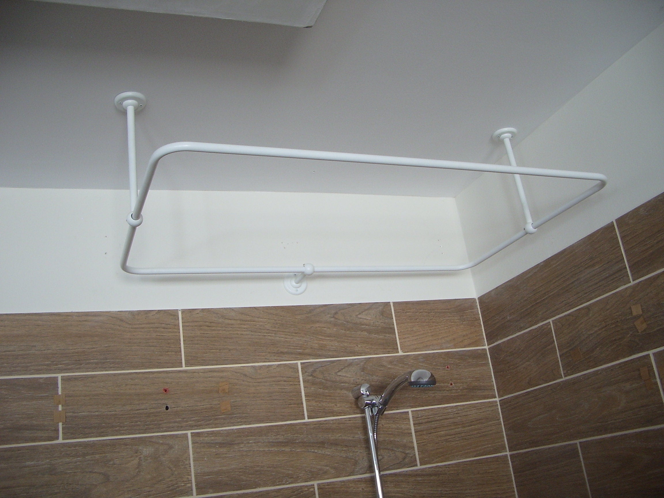 Rectangle Shaped 360 degrees Shower Curtain Rod for Bathroom, Fitting and Dressing room with Wall & Ceiling Brackets at Custom Size