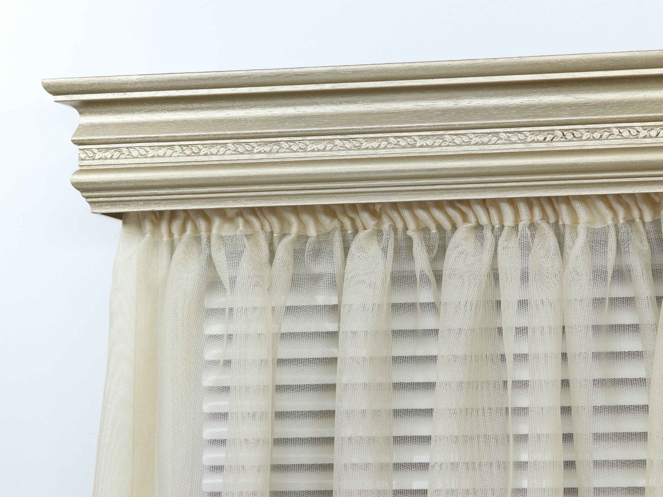 Single Window Cornice & Rail, Wooden Window Valance with Rail, Farmhouse Cornice, Cornice Board, Wall Montage, Many Metallic Colors