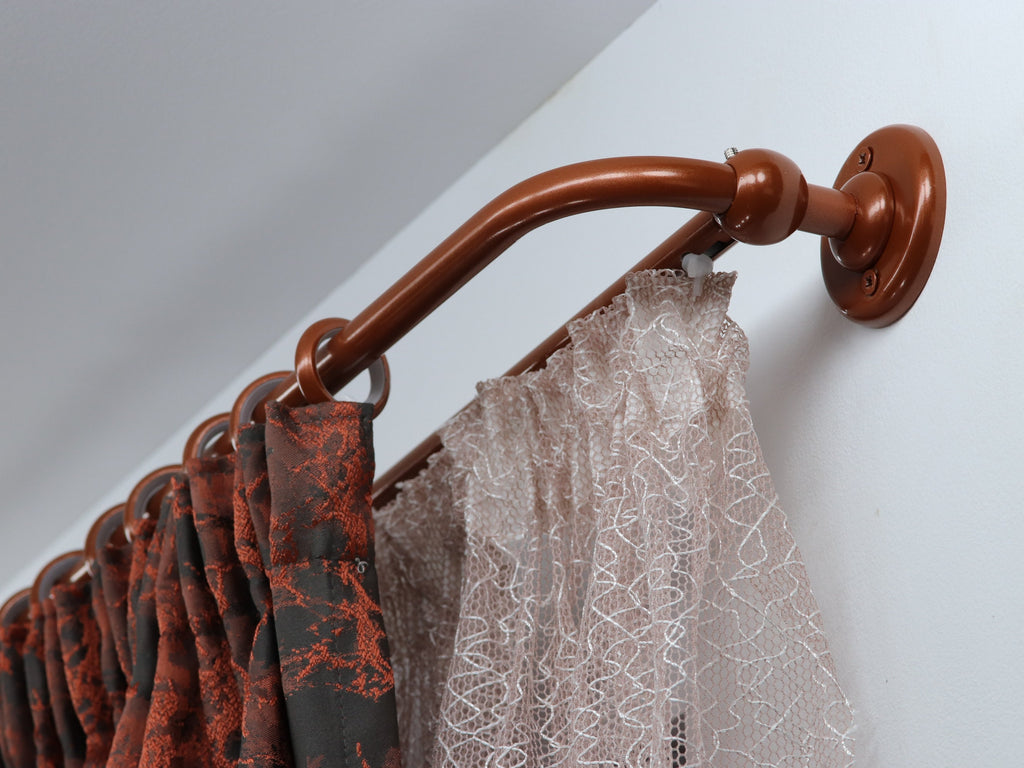 Double Blackout Curtain Rod & Rail Combination French Style Finish for Window, Steel Rings with Hooks and Plastic Rollers, Wall Mounting