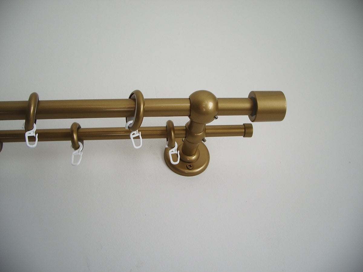 Double Curtain Rod Different Pipes for Window with Steel Rings and Hooks, Double Wall Brackets and Cylinder Ends