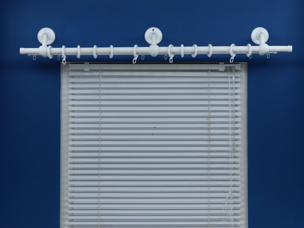 Double Curtain Rod & Rail with Different Pipes for Window, Steel Rings and Hooks, Rollers, Double Bent Wall Brackets and Plug Ends