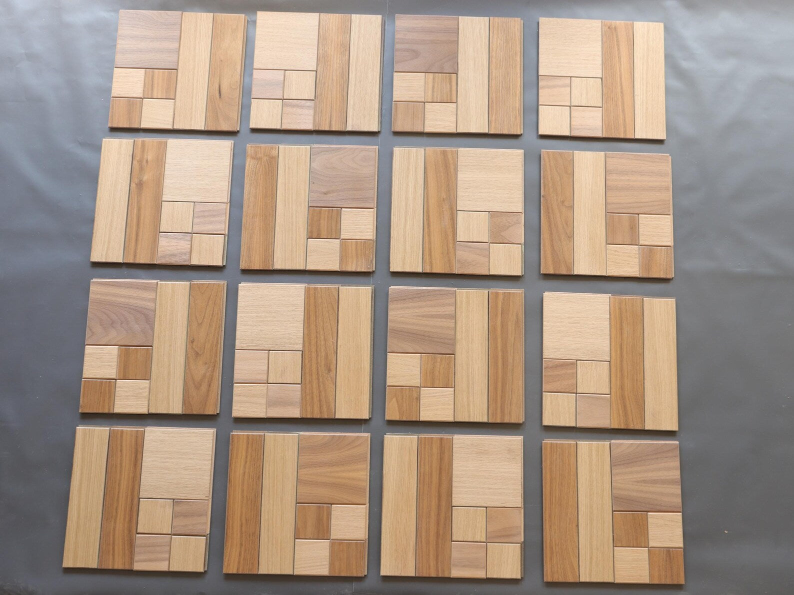 Decor Wall Panel, Board Type #2, MDF combination with 2 Type of Natural Veneer(Oak and Walnut), Many Different Sizes