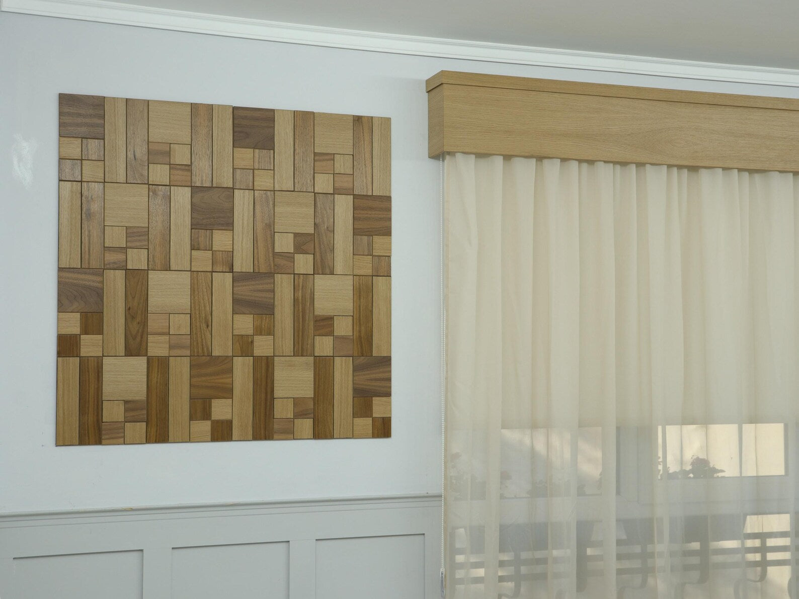 Decor Wall Panel, Board Type #2, MDF combination with 2 Type of Natural Veneer(Oak and Walnut), Many Different Sizes