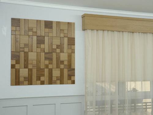 Decor Wall Panel, Board Type #2, MDF combination with 2 Type of Natural Veneer(Oak and Walnut), Many Different Sizes