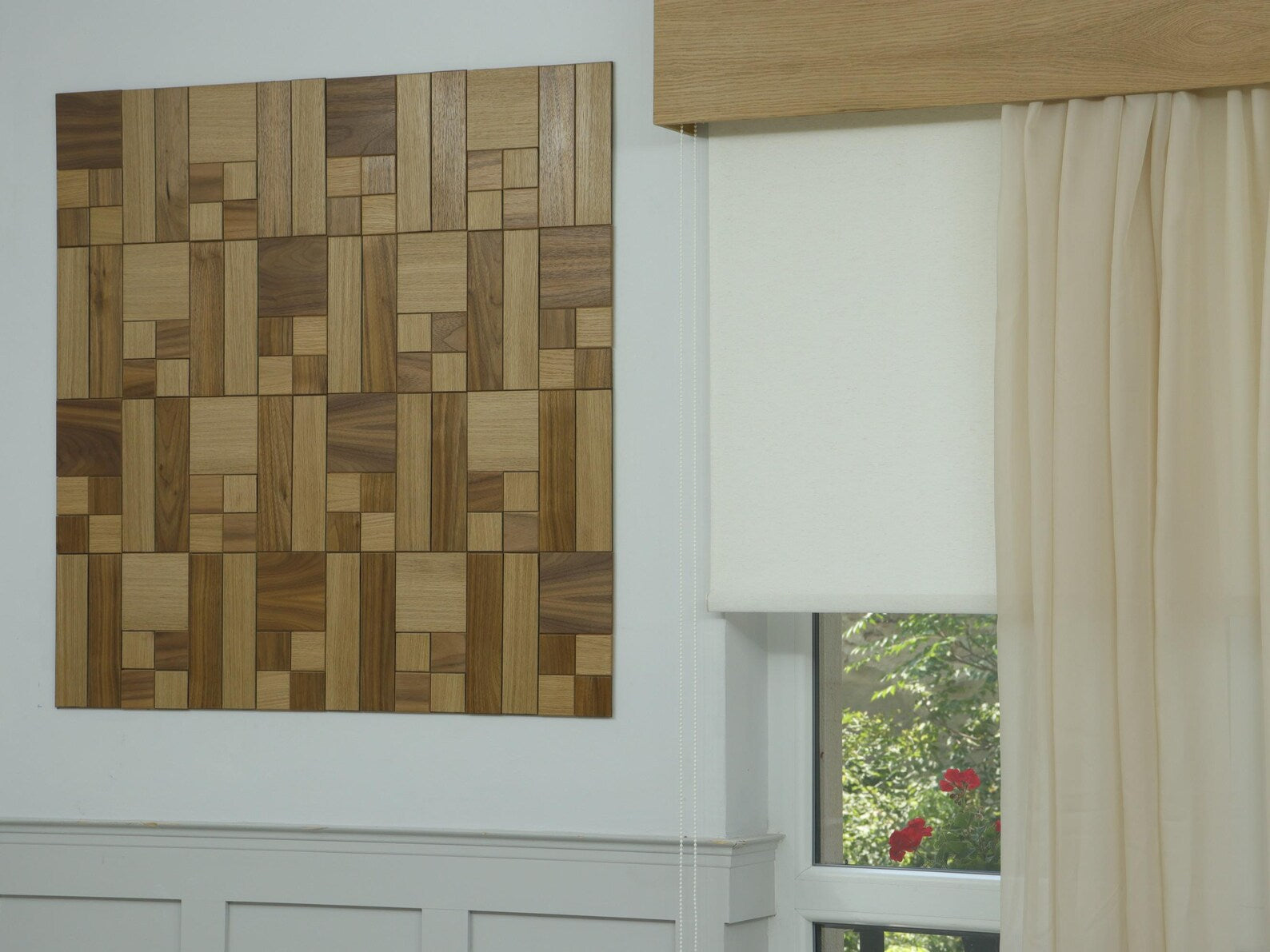 Decor Wall Panel, Board Type #2, MDF combination with 2 Type of Natural Veneer(Oak and Walnut), Many Different Sizes