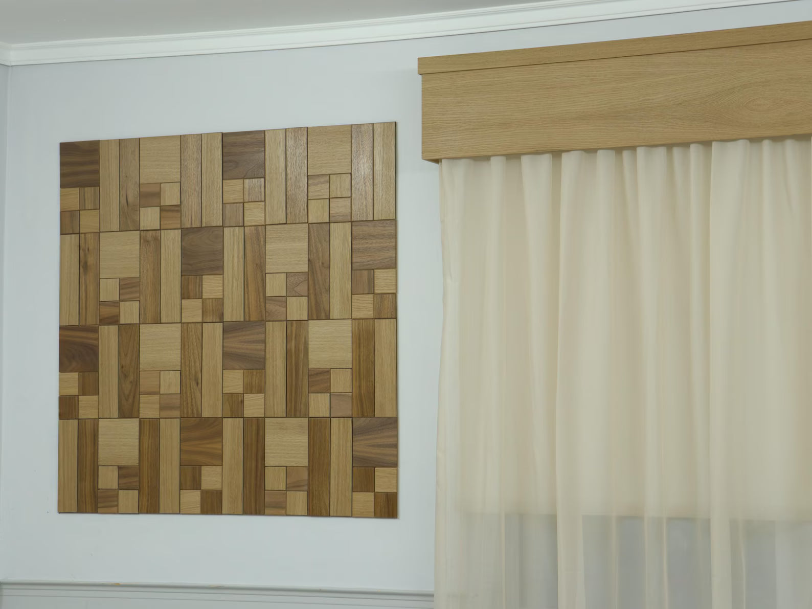 Decor Wall Panel, Board Type #2, MDF combination with 2 Type of Natural Veneer(Oak and Walnut), Many Different Sizes