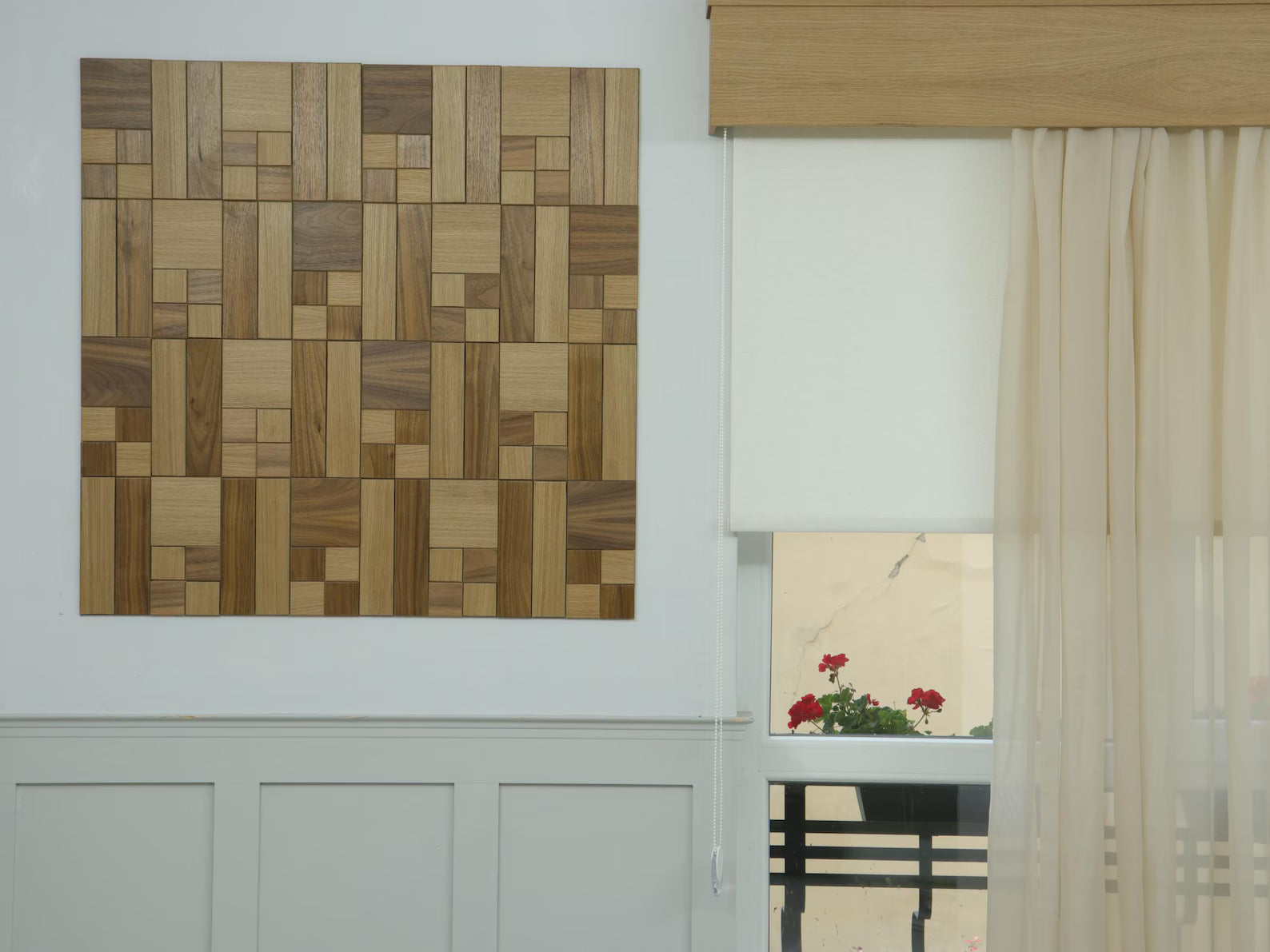 Decor Wall Panel, Board Type #2, MDF combination with 2 Type of Natural Veneer(Oak and Walnut), Many Different Sizes